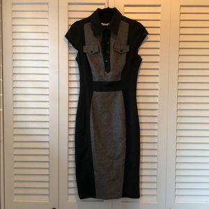Karen Millen Black and Grey Panel Dress